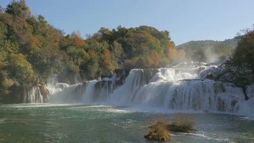 Waterfall flowing at Krka National Park