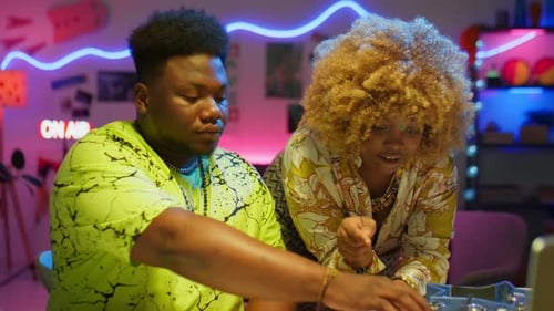 Two African American Composers Making Music in Audio Studio