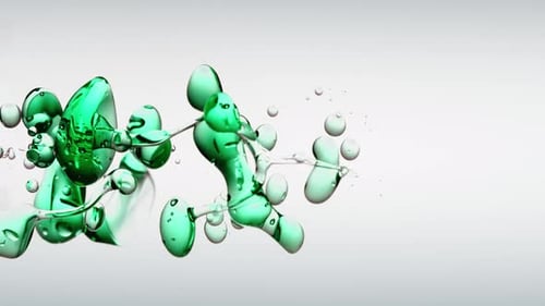 Vertical Video Slow Motion Macroscopic Green lubricant Oil on Isolated Background