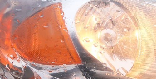 Snowy Road - 15 - Car Light Wet Glass In Snowfall