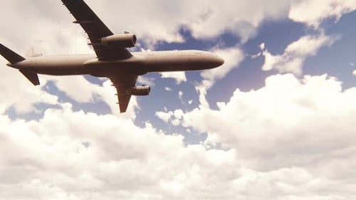 Commercial Passenger Jet Taking Off and Flying