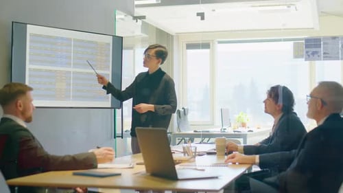 Data Presentation in Modern Corporate Meeting Room
