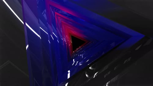 Abstract Triangular Tunnel Illuminated By Colored Lights