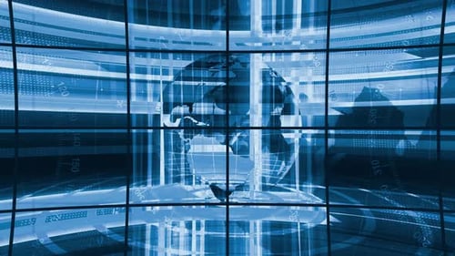 Futuristic Blue Digital Globe Technology Data Background