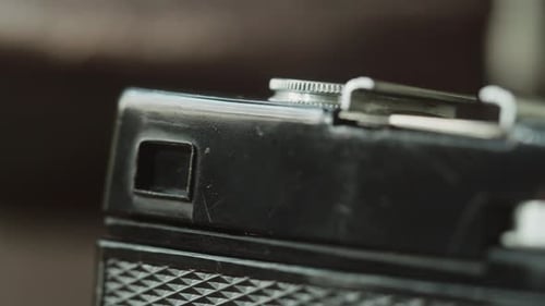 Close Up of an Antique Film Camera Top
