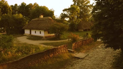 Old Ancient Traditional Houses in Outdoor Historical Museum