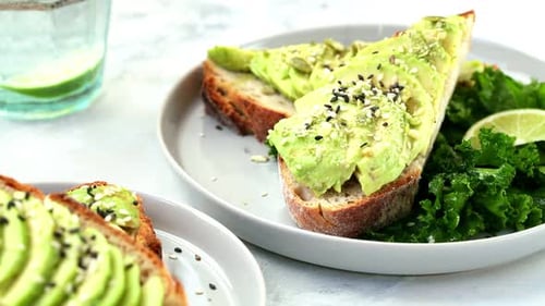 Avocado Toast with Kale and Sesame Seeds
