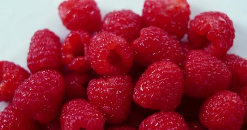 Bright Red Raspberries Close Up