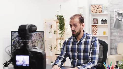Worried Famous Influencer Recording a New Vlog