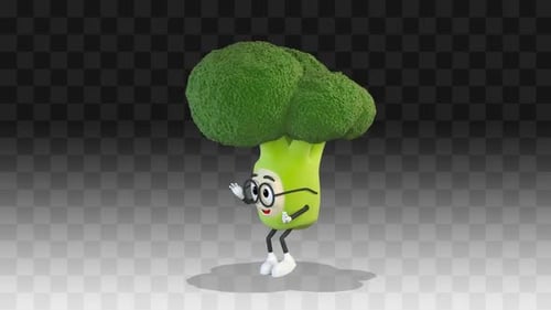 Animated 3D Broccoli Character Dancing and Posing