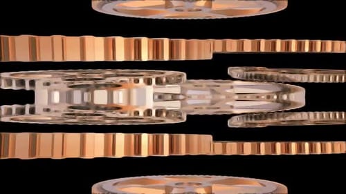Dynamic 3D Gears Rotation Interlocking System Animation