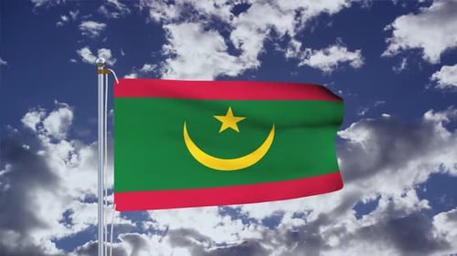 Realistic Mauritania Flag Waving Animation