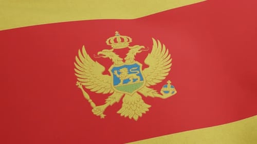 Bandera Nacional de Montenegro ondeando los colores originales 3D Render Bandera de la República de Montenegro Textil o