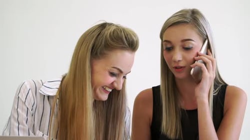 Blonde Business Woman Working at Modern Office