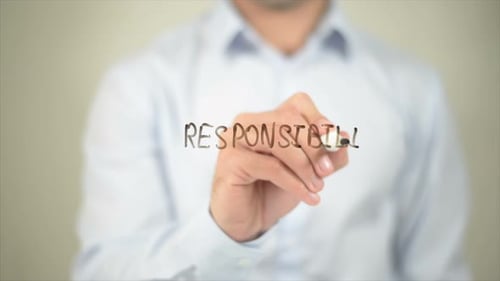 Responsibility Writing on Transparent Screen