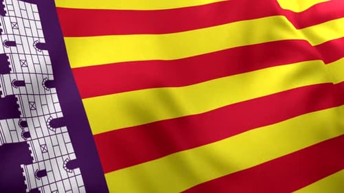 Realistic Waving Flag Animation: Balearic Islands