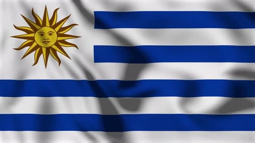 Realistic Uruguay National Flag Waving Seamless Loop