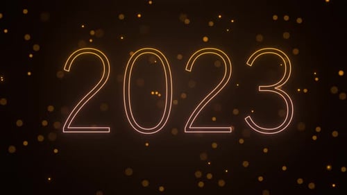 Farbenfrohe Inschrift 2023. Neujahrs-Video.