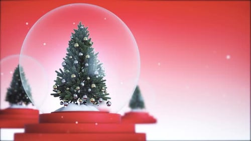 Christmas Snow Globe With Red Background Loop