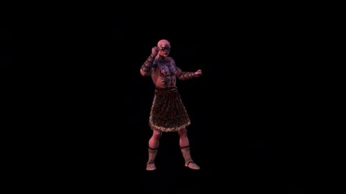 Dancing Tribal Warrior Character Animation with Alpha Channel