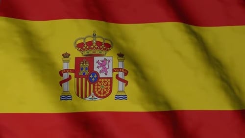 Realistic Waving Spain Flag Loop Animation