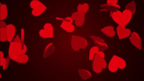 Animated Falling 3D Red Hearts Background Loop