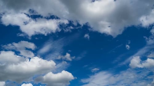 Clouds Move Smoothly in the Blue Sky. Timelapse