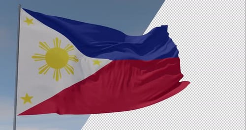 Philippines Flag Waving with Alpha Channel
