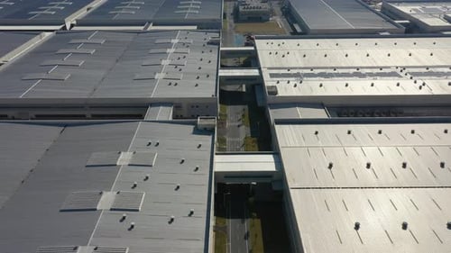 Factory building in city