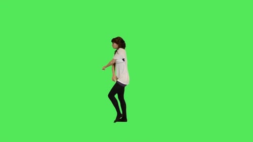 Woman Dancing Fluidly on Green Screen Background