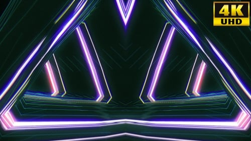 Dynamic Futuristic Neon Geometric Tunnel Background Loop