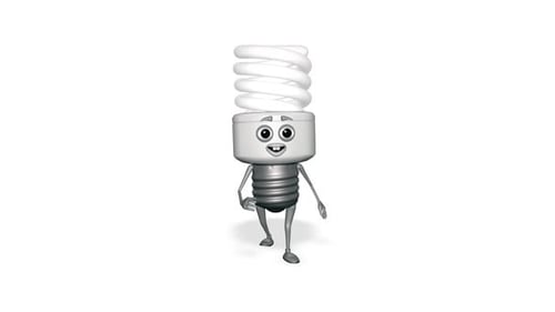 3D Animated CFL Light Bulb Character Walking and Waving
