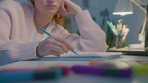 Female Designer Draws Crumples the Paper and Throws It Away