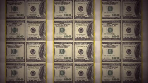 Seamless Looping 100 Dollar Bills Moving Upward Background