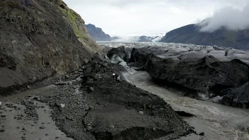 Aerial View Of Skaftafell Glacier, Vatnajokull National Park In Iceland - drone shot