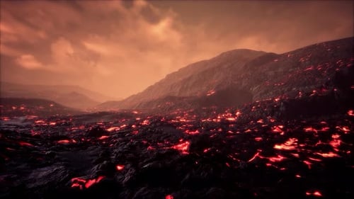 Aktiver Vulkanausbruch und Lavastrom im Vulkan