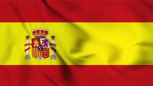 Realistic Waving Flag of Spain Seamless Loop Animation
