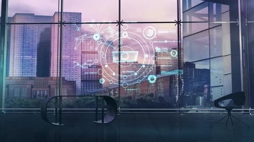 Infographics On The Theme Of The Network On The Office Background 4K