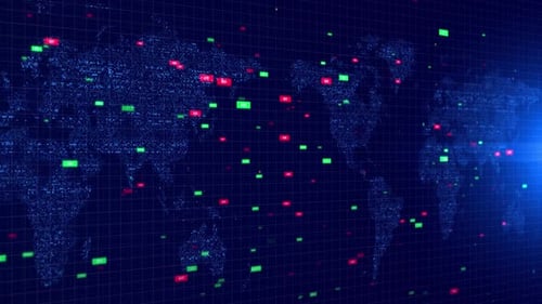 Digital World Map Grid with Global Financial Data
