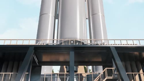 Rising 3D Rocket Assembly Animation with Smoke