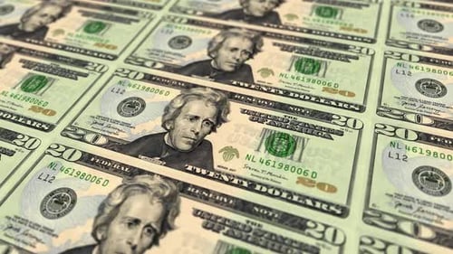 Frontal de billetes de 20 dólares