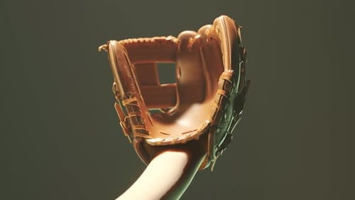 Realistic 3D Baseball Glove Catching Ball Motion Graphics
