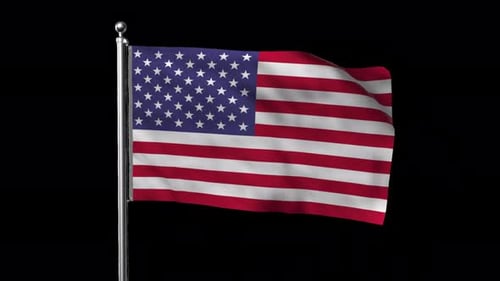 Realistic American Flag Waving on a Shiny Pole