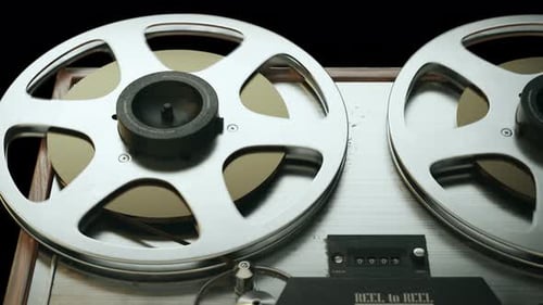 Vintage Reel to Reel Tape Recorder Plays Audio
