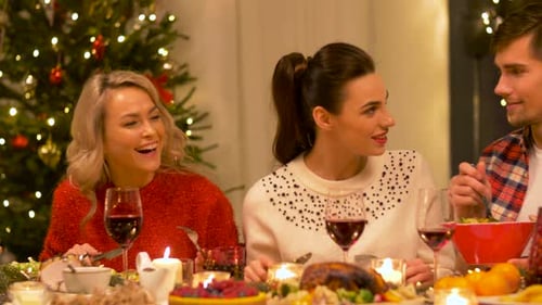 Friends Enjoying Holiday Meal Together