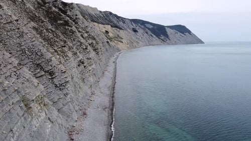 Beautiful blue sea. Sea expanse landscape, high seashore