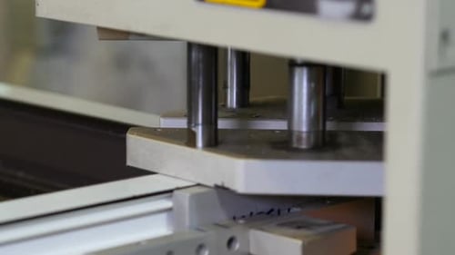 Production of Plastic Windows. Closeup of Bonding Two Profiles Window