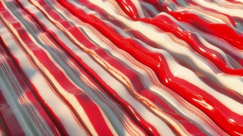 Abstract Red and White Fluid Striped Waves Motion Background