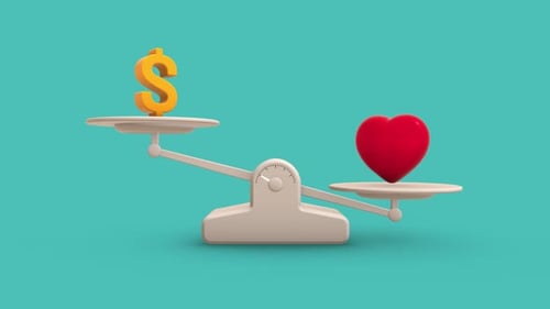 Love vs Money Balance Weighing Scale Looping Animation