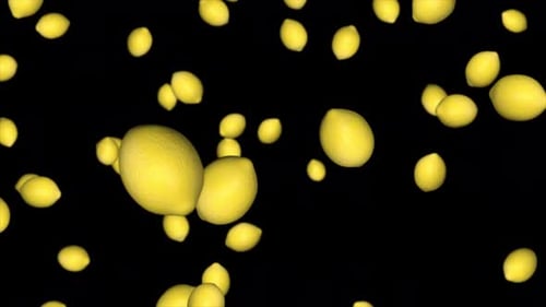 Fresh Yellow Lemons Falling Down Seamless Loop Animation